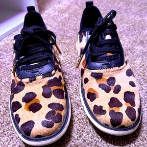 Cole Hann ZeroGrand Haircalf FUR leopard Oxford tennis shoes